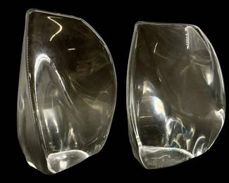 2pc Signed French Crystal Sculptures