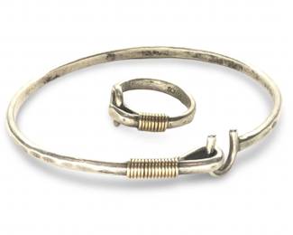 (2pc) Sonya St.Croix Sterling 14Kt Gold Hook