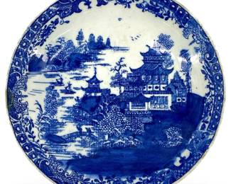 1785 Asian Blue and White Porcelain Lowestoft Bowl
