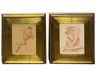 2pc. Signed Vojkan Begovic Nude Sketches