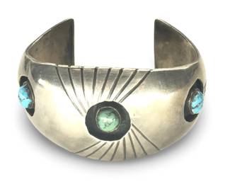 Native American Silver Turquoise Shadow Box Cuff