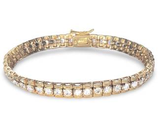 Sterling Silver Gold Tone CZ Tennis Bracelet