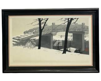 Signed Lu Ping Winter Asian Woodblock