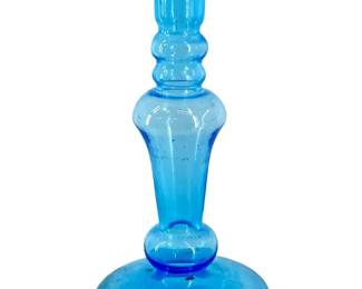 Vintage Blue Art Glass Pontil Vase