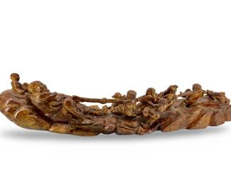 Large Hand Carved Boxwood Tug o’ War Sculpture