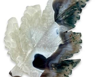 Carved Polished Agate Leaf