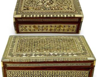 Detailed Mother of Pearl Inlaid Wooden Boxes