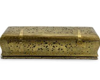 Antique Brass Decorated Wooden Chest