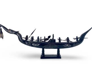 Hand Etched Buffalo Horn Dragon Ship