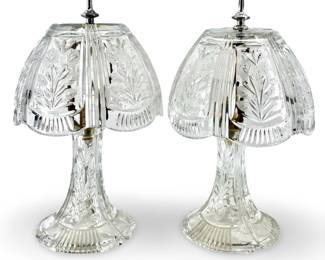 2pc Vintage Crystal Cut Lamps