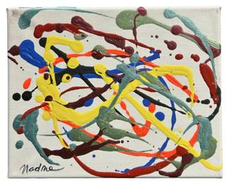 Signed Nadine Leo Acrylic Splatter Art on Canvas