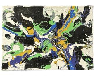 Signed Nadine Leo Acrylic Pour on Canvas