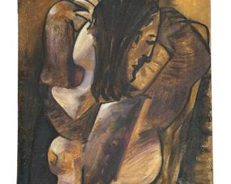 Signed Attributed Picasso Mixed Media Portrait