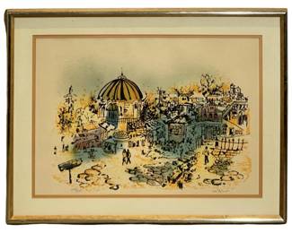Signed Abstract Middle Eastern Lithograph