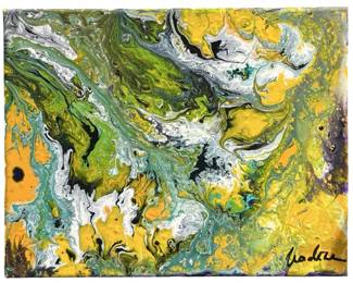 Signed Nadine Leo Acrylic Pour on Canvas