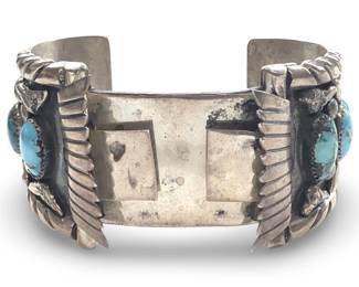 J Martinez Navajo Sterling Turquoise Watch Cuff