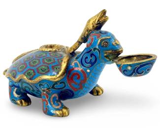 Chinese Enameled Cloisonné Turtle Water Dropper
