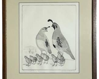 Signed Walter Bohl “Arizona Desert Family" Etching