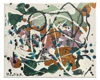 Signed Nadine Leo Modern Acrylic Splatter Art