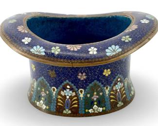 Antique Chinese Cloisonné Enameled Bronze Pot