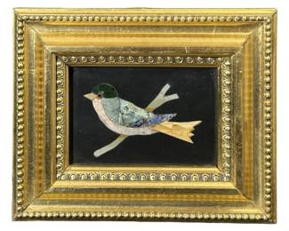 Small Unique Precious Stone Inlay Bird Art