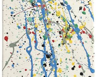 Signed Nadine Leo Abstract Acrylic Splatter Art