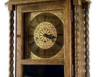 Antique German Franz Hermle Wooden Wall Clock