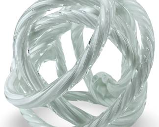 White Art Glass Ball Sculpture