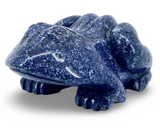 Vintage Hand Carved Lapis Frog Sculpture