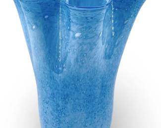 Freeform Blue Art Glass Vase