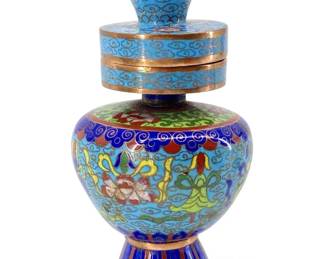 Antique Enameled Cloisonné Tibetan Inkwell