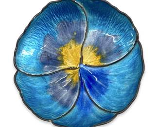 Small Vintage Enameled Silver Dish