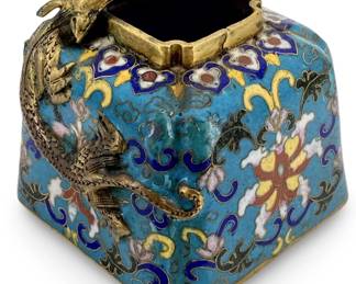 Andtique Enameled Cloisonné Dragon Inkwell