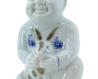 Blanc de Chine Buddha Shaolin Monk Holding Rabbit