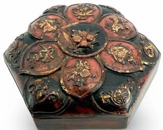 Antique Chinese Shanghai Wooden Candy Box