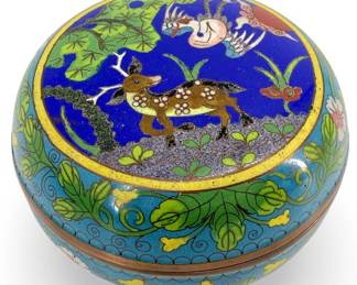 Vintage Enameled Brass Cloisonné Dresser Box