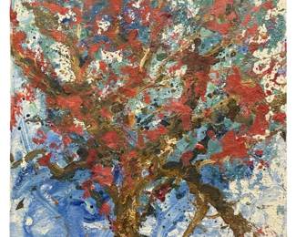 Signed Nadine Leo Abstract Tree Splatter Art