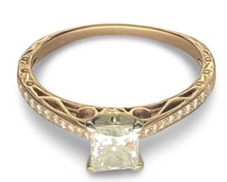 14Kt Rose Gold Princess Cut Diamond Ring