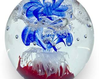 Floral Art Glass Paperweight