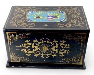 Vintage Asian Cloisonné Wooden Box
