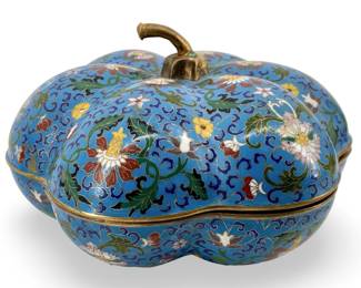 Enameled Cloisonné Brass Pumpkin Box