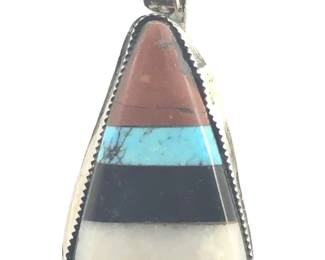 Native American Multi Stone Sterling Inlay Pendant