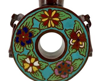 Vintage Japanese Enameled Bronze Vase