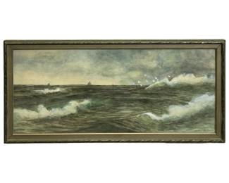 Signed Hallie Wenger Seascape Watercolor