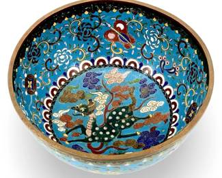 Antique Chinese Enameled Cloisonné Bowl