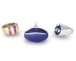 (3) Sterling Silver W/Ruby Gemstone Rings
