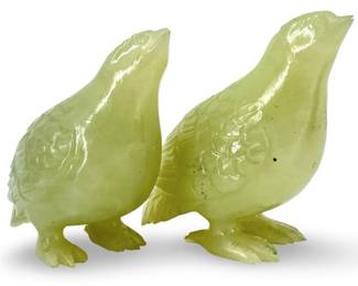 2pc Hand Carved Jade Birds