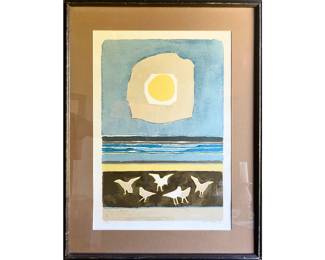 Phil Dike Sun & Birds 1974 Ltd Ed Litho
