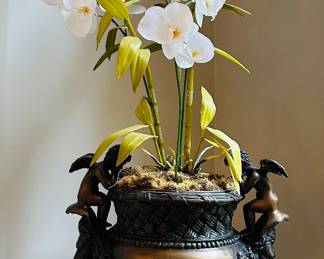 Pair of bronze urns