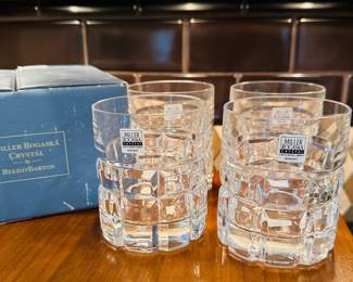When only the best will do- 4 Miller Rogaska double old fashioned glasses in original box.